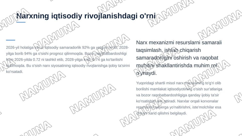 Narxning mohiyati va asosiy vazifalari — zamonaviy taqdimot, 8-slayd