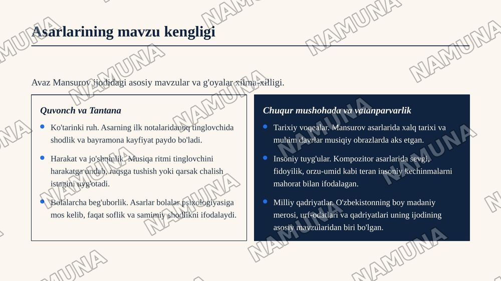 Avaz Mansurov - hayot va ijodi — zamonaviy taqdimot, 7-slayd
