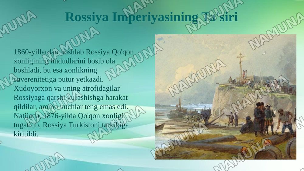 Xudoyorxon xonligi davri mamlakat iqtisofiyoti va mamlakat olib borgan urushlar — taqdimot, 7-slayd