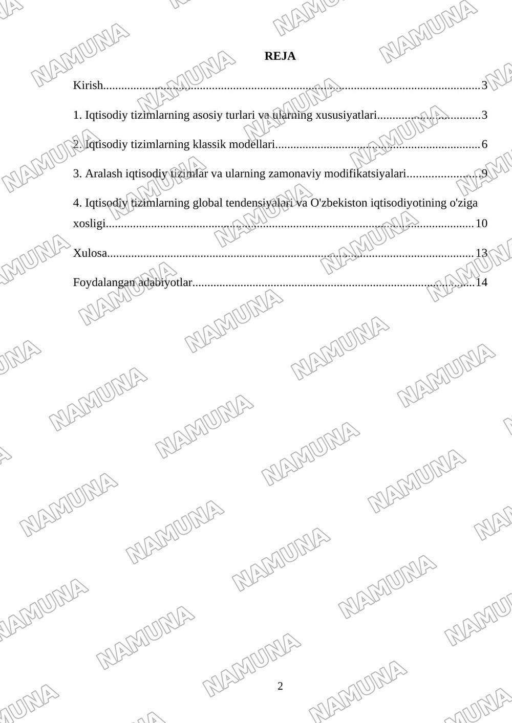 iqtisodiy tizimlar va ularning modellari — mustaqil ish, 2-varaq