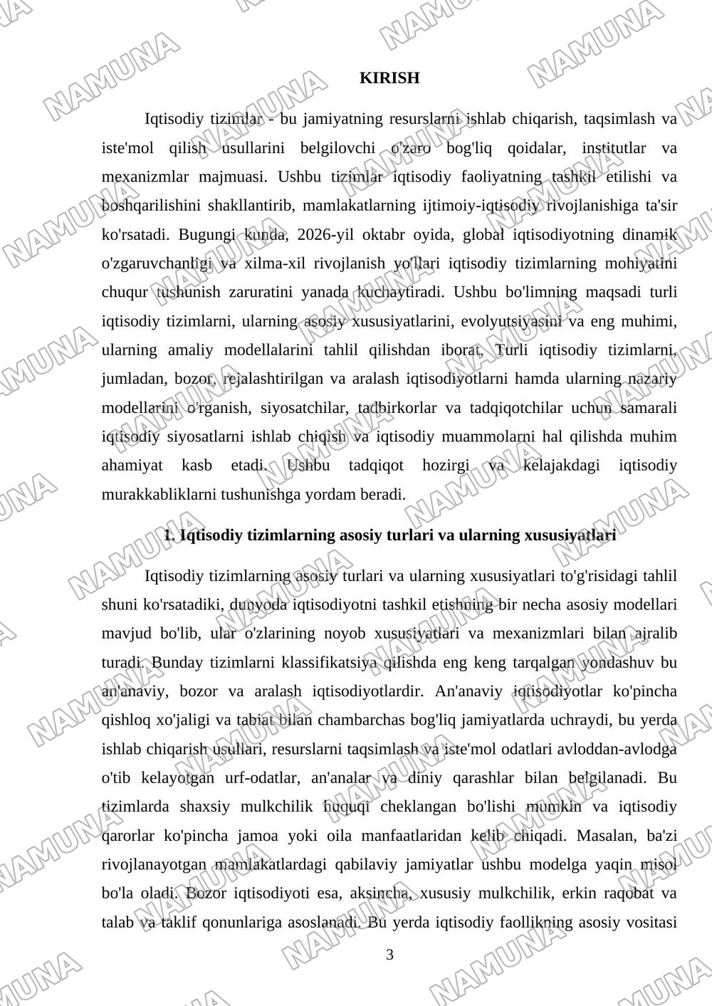 iqtisodiy tizimlar va ularning modellari — mustaqil ish, 3-varaq