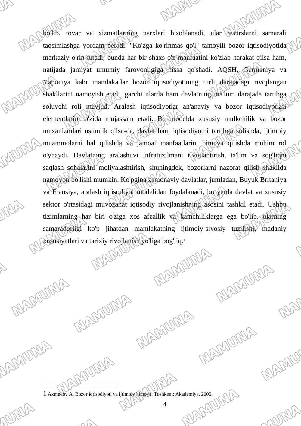 iqtisodiy tizimlar va ularning modellari — mustaqil ish, 4-varaq