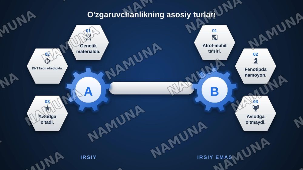 Denkaning oqsil biosintezidagi roli genetik kot genetik injineria nomidan ozganuvchanlik va uning shakilari nomidan irsiy  bolmagan ozgaruvchanlik — zamonaviy taqdimot, 7-slayd