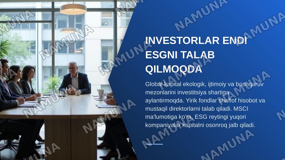 Esg va korporativ boshqaruv — zamonaviy taqdimot, 3-slayd