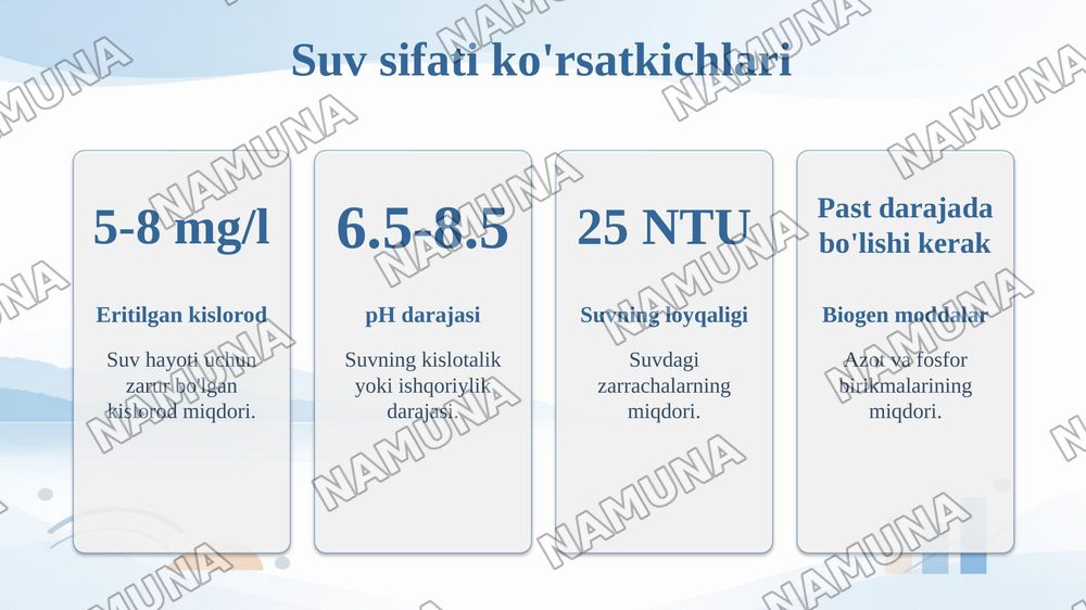Sun'iy  suv  havzalarining ekologik holatini oʻrganish. — taqdimot, 6-slayd