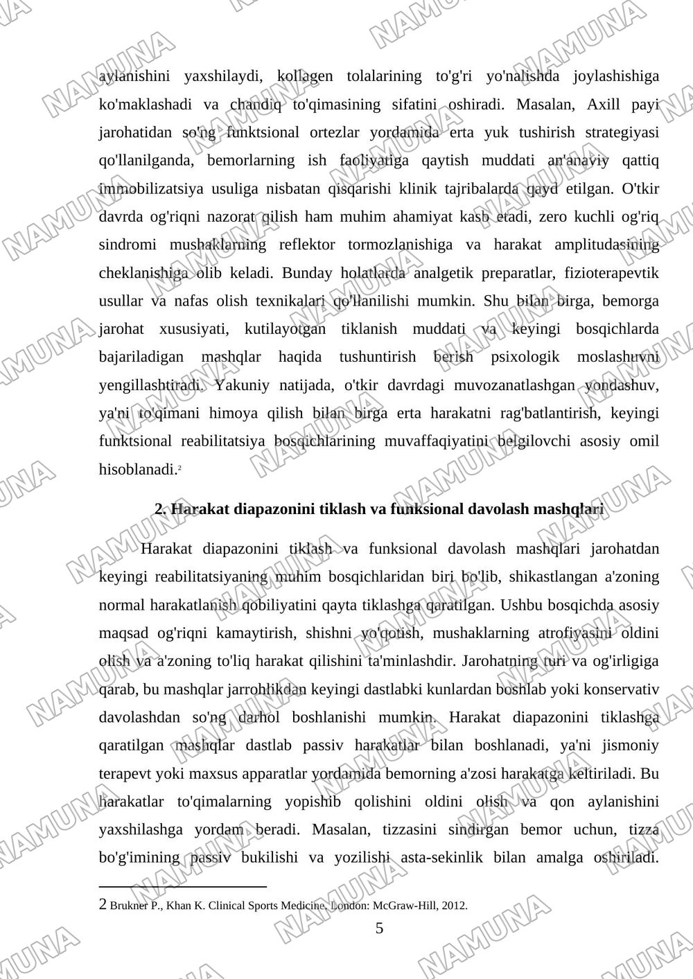 sport jarahotlardan keyingi reabilatsiya bosqichlari — mustaqil ish, 5-varaq