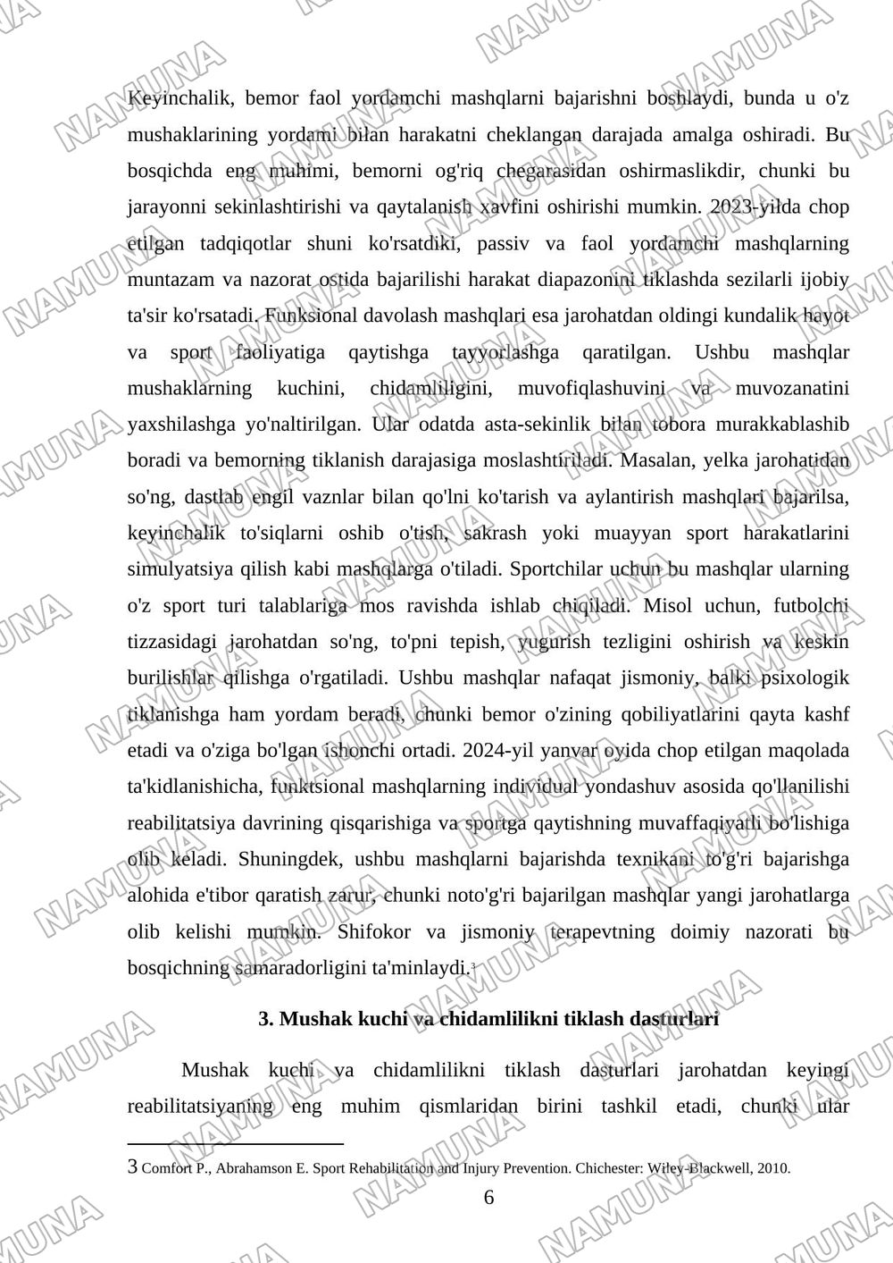 sport jarahotlardan keyingi reabilatsiya bosqichlari — mustaqil ish, 6-varaq