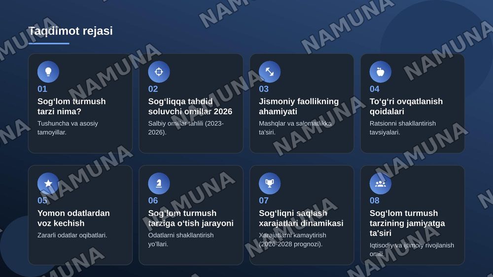 Sogʻlom turmush tarzini shaklllantirish — zamonaviy taqdimot, 2-slayd