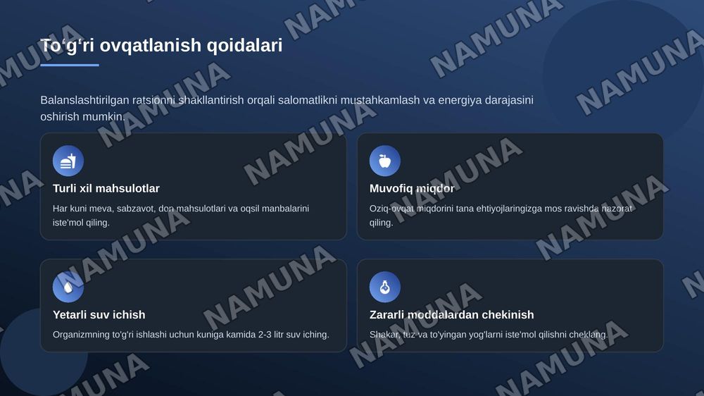 Sogʻlom turmush tarzini shaklllantirish — zamonaviy taqdimot, 6-slayd