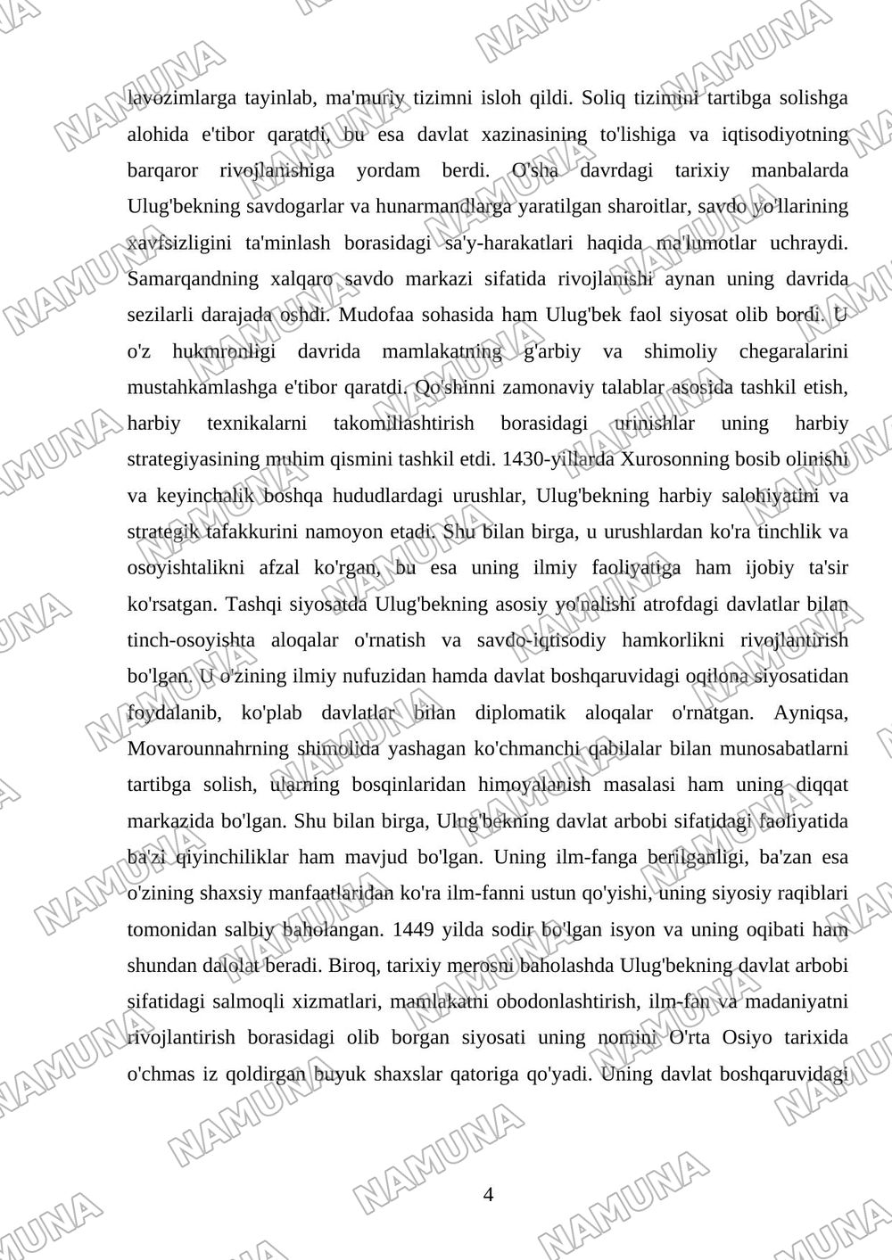 Mirzo Ulug’bek -davlat arbobi va buyuk olim — mustaqil ish, 4-varaq