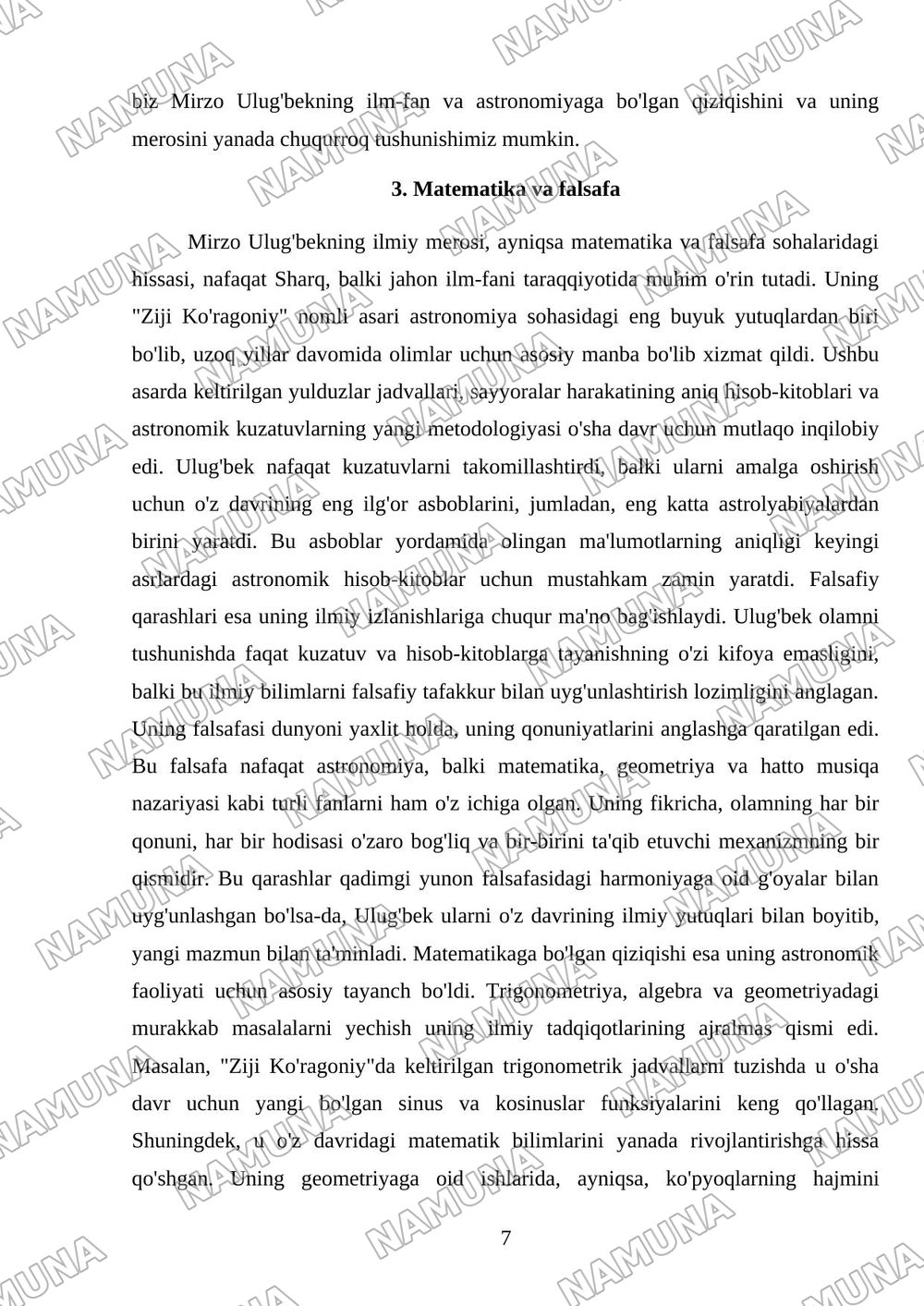 Mirzo Ulug’bek -davlat arbobi va buyuk olim — mustaqil ish, 7-varaq