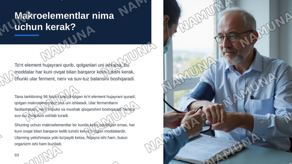 Biogen makroelementlarning ovqatlanishdagi ahamiyati — zamonaviy taqdimot, 4-slayd