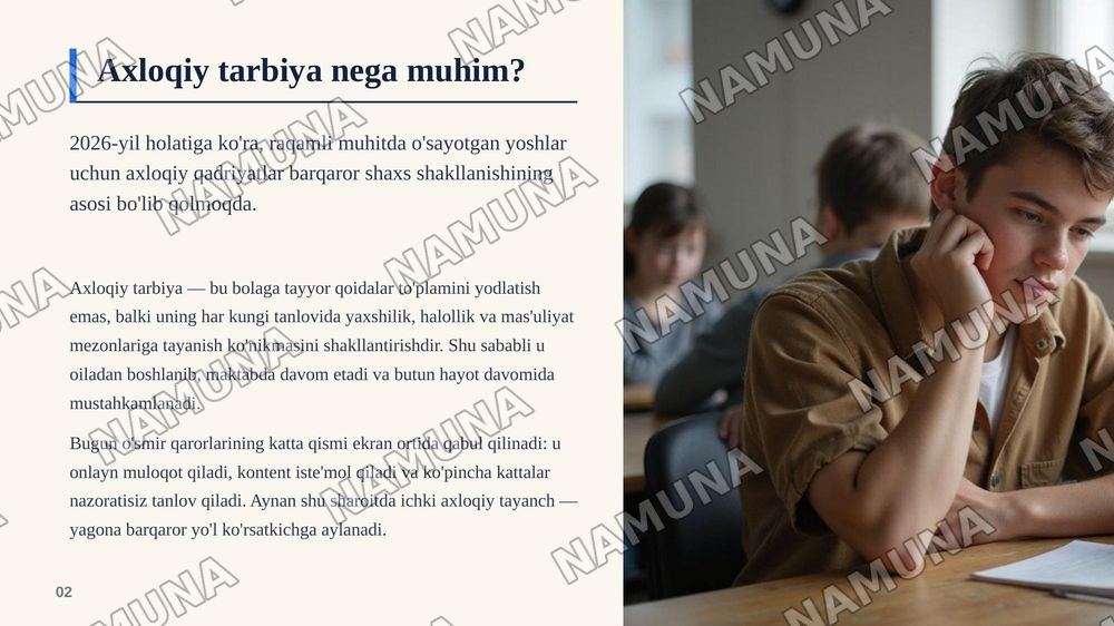 Zamonaviy axloqiy tarbiyaning yutuq va kamchiliklari — zamonaviy taqdimot, 3-slayd