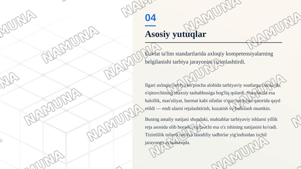 Zamonaviy axloqiy tarbiyaning yutuq va kamchiliklari — zamonaviy taqdimot, 5-slayd