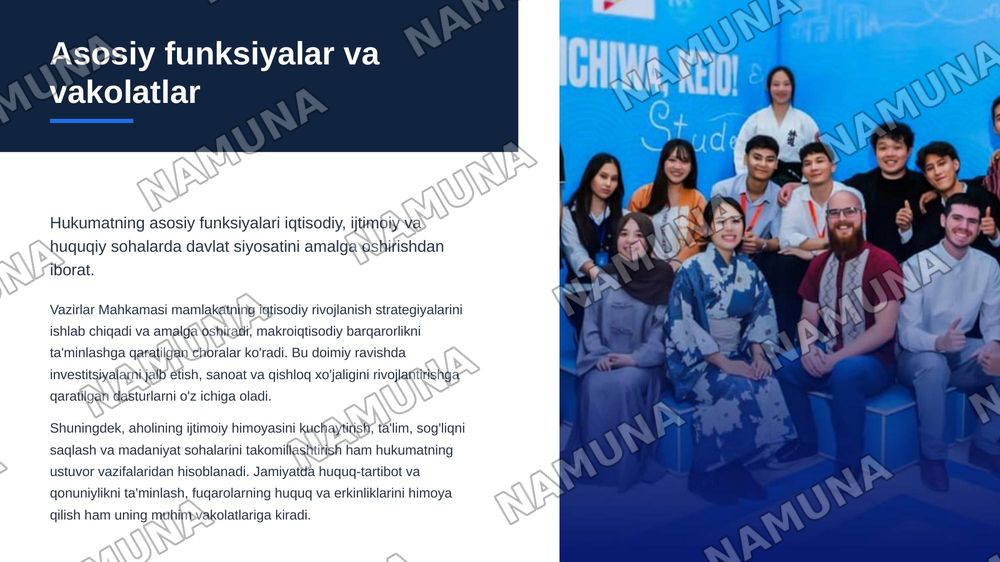Vazirlar mahkamasi va uning vazifalari — zamonaviy taqdimot, 5-slayd