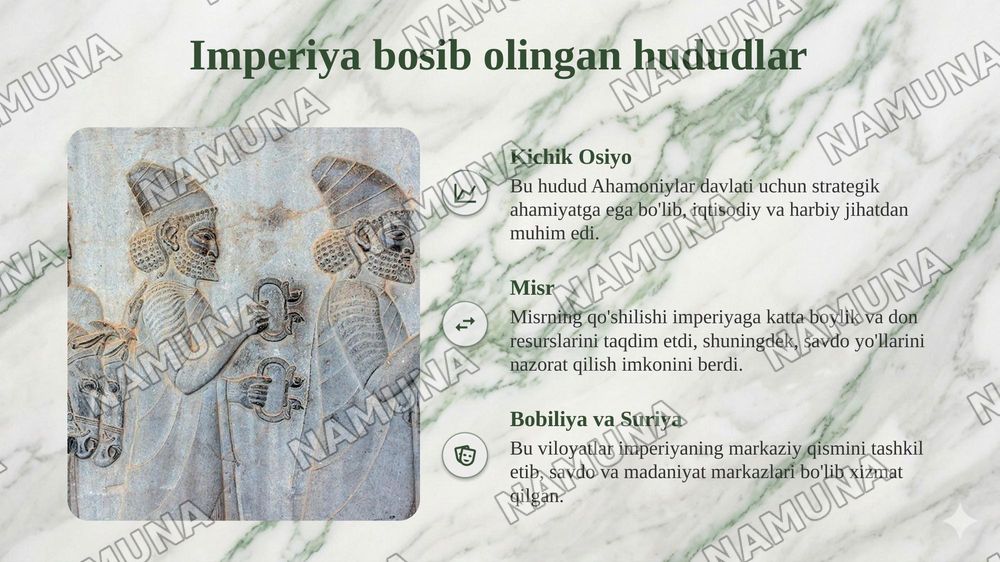 Ahamoniylar davlati va ularning yurishlari, mamuriy boshqaruv ishlari, hukmdorlar faoliyati — taqdimot, 6-slayd