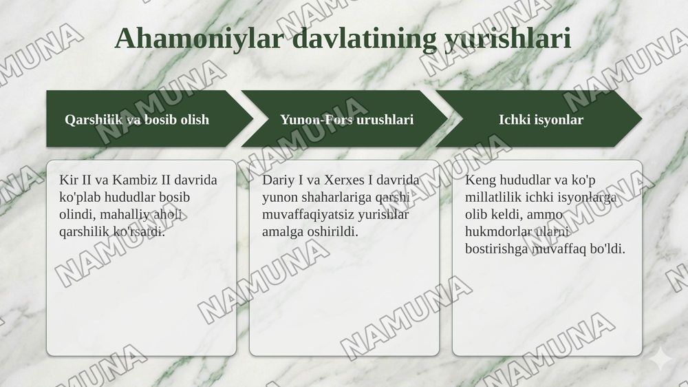 Ahamoniylar davlati va ularning yurishlari, mamuriy boshqaruv ishlari, hukmdorlar faoliyati — taqdimot, 7-slayd