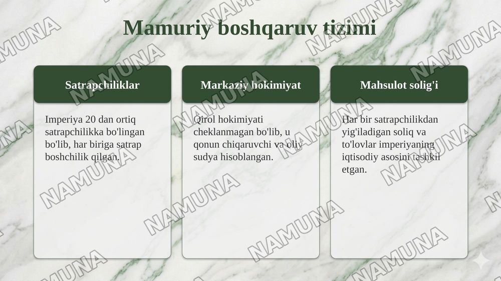 Ahamoniylar davlati va ularning yurishlari, mamuriy boshqaruv ishlari, hukmdorlar faoliyati — taqdimot, 8-slayd