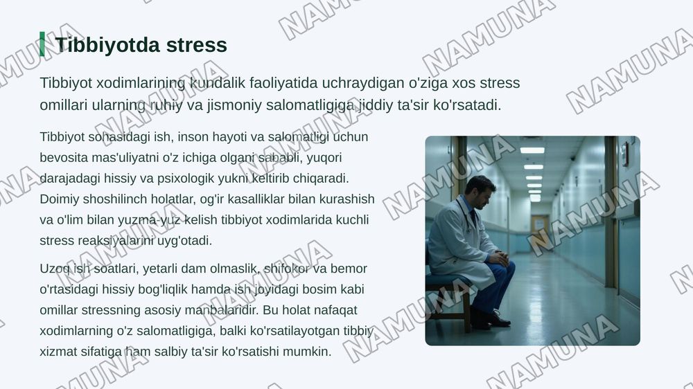 Tibbiyot xodimlarida emotsional holatlarning o'ziga xosligi: stress va uning bosqichlari, bartaraf etish yo'llari — zamonaviy taqdimot, 3-slayd