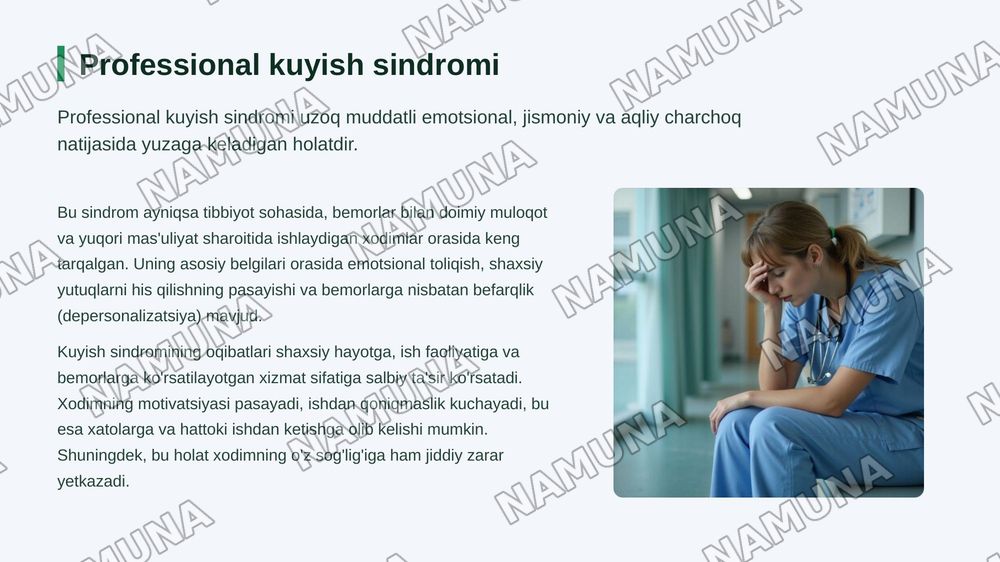 Tibbiyot xodimlarida emotsional holatlarning o'ziga xosligi: stress va uning bosqichlari, bartaraf etish yo'llari — zamonaviy taqdimot, 6-slayd