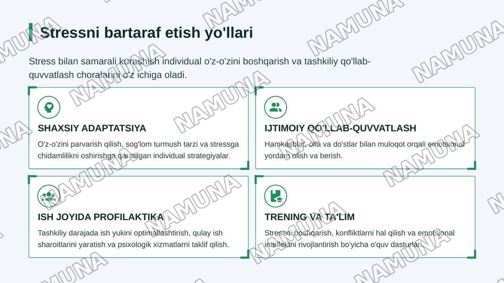 Tibbiyot xodimlarida emotsional holatlarning o'ziga xosligi: stress va uning bosqichlari, bartaraf etish yo'llari — zamonaviy taqdimot, 8-slayd