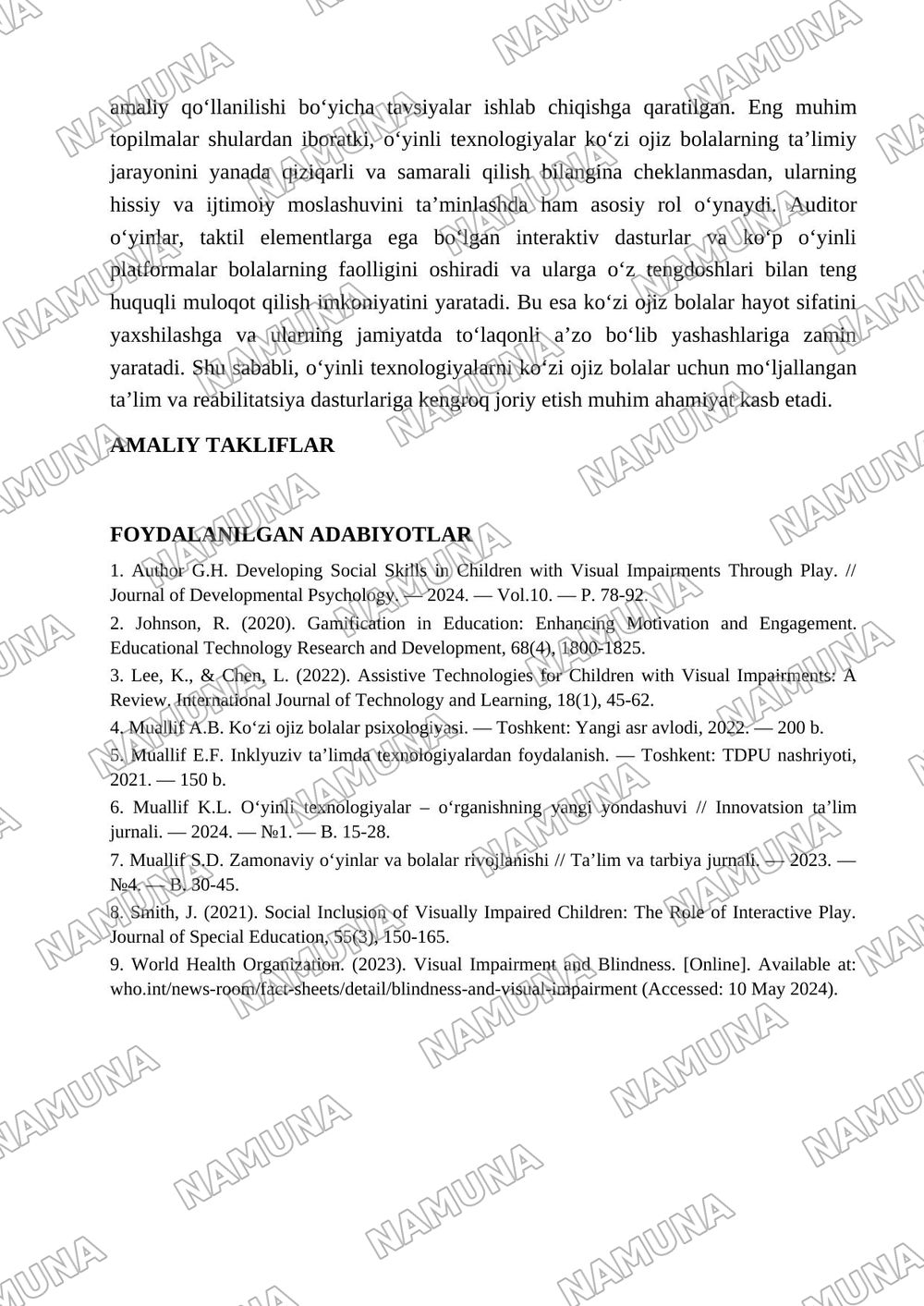 Öyinli texnologiyalar - közi ojiz bolalar şaxsini rivojlantirishning samarali vositasi — maqola, 6-varaq