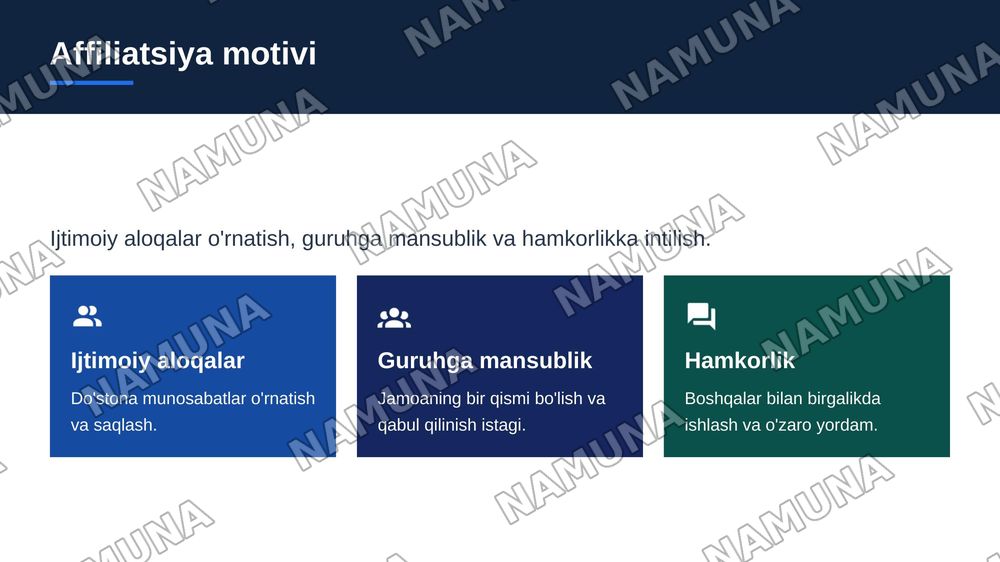 Erishganlik,Affiliatsiya va Hukmronlik motivi — zamonaviy taqdimot, 6-slayd