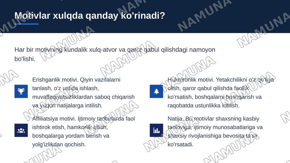 Erishganlik,Affiliatsiya va Hukmronlik motivi — zamonaviy taqdimot, 8-slayd