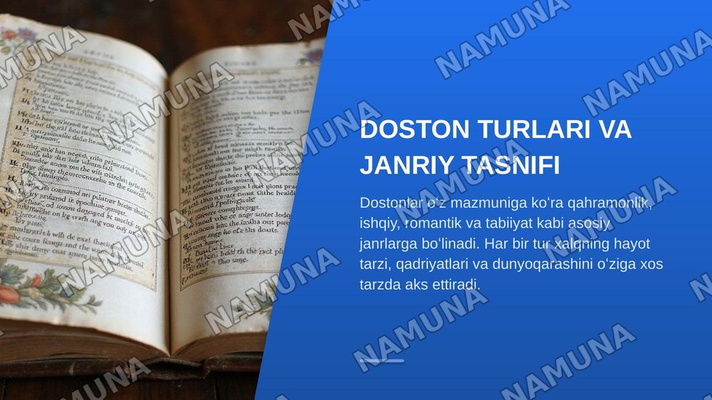 Qahramonlik dostonlari hususiyatlari ishqiy, romantik, tabiiyat dostonlari — zamonaviy taqdimot, 4-slayd