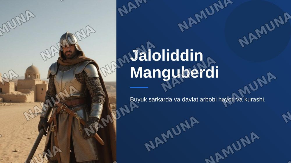 Jaloliddin Manguberdi — zamonaviy taqdimot, 1-slayd