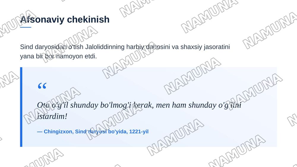 Jaloliddin Manguberdi — zamonaviy taqdimot, 7-slayd