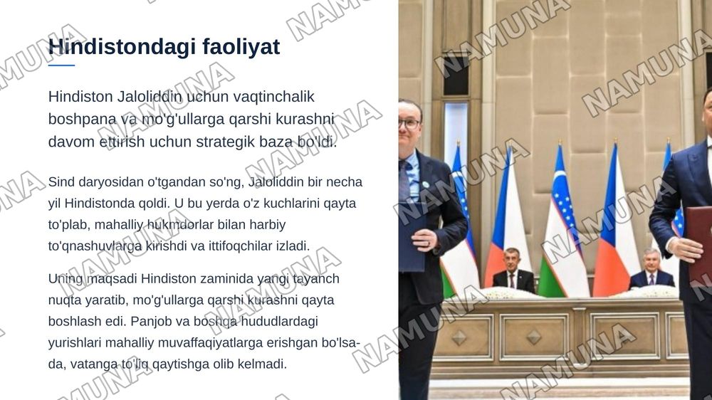 Jaloliddin Manguberdi — zamonaviy taqdimot, 8-slayd