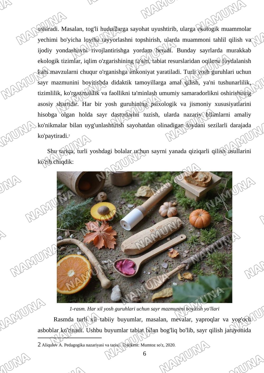 turli yosh guruhlarda sayrlarni tashkil etishning shakllari va mazmuni tahlil qilish — mustaqil ish, 6-varaq