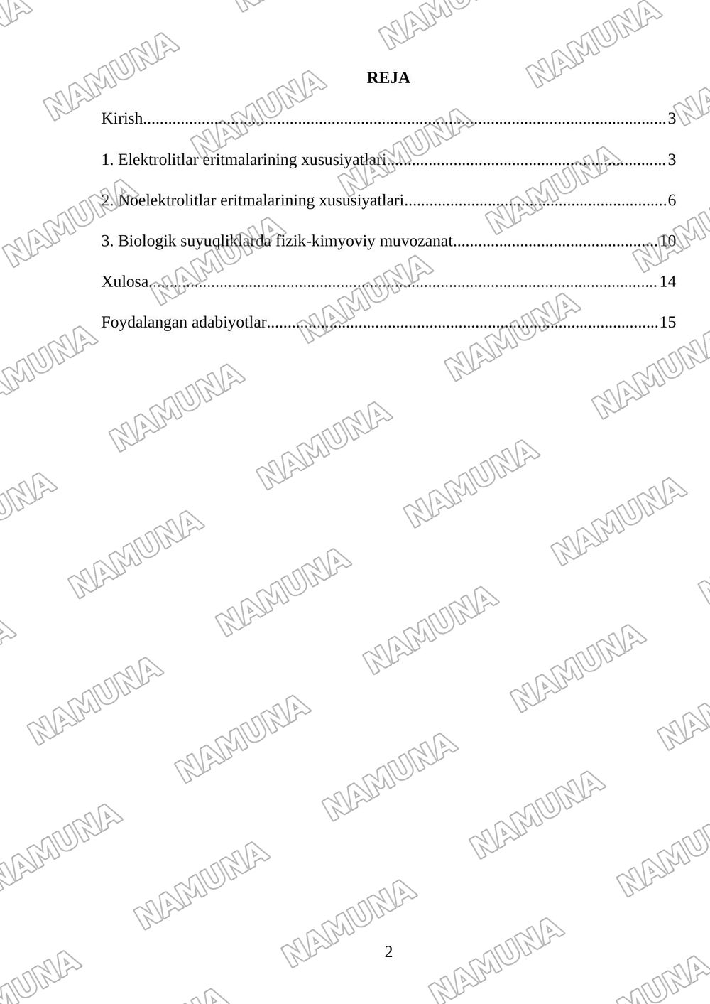 Organizmning biologik suyuqliklari elektrolit va noelektrolitlar eritmalari sifatida — mustaqil ish, 2-varaq