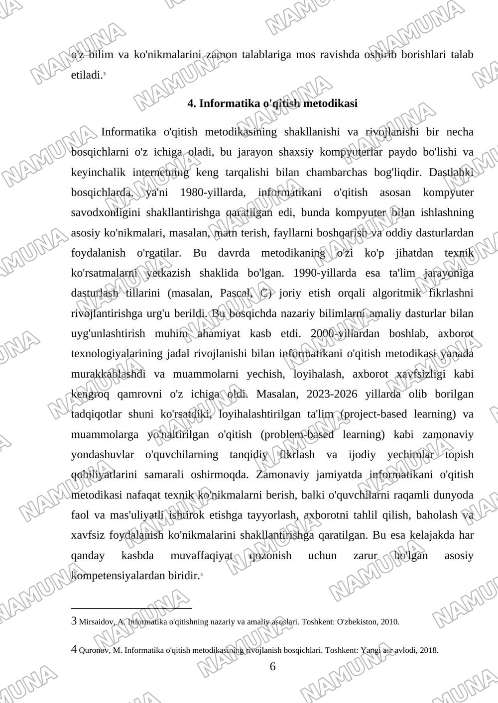 Informatika o'qitish metodikasining rivojlanish bosqichlari va zamonaviy jamiyatdagi o'rni — referat, 6-varaq