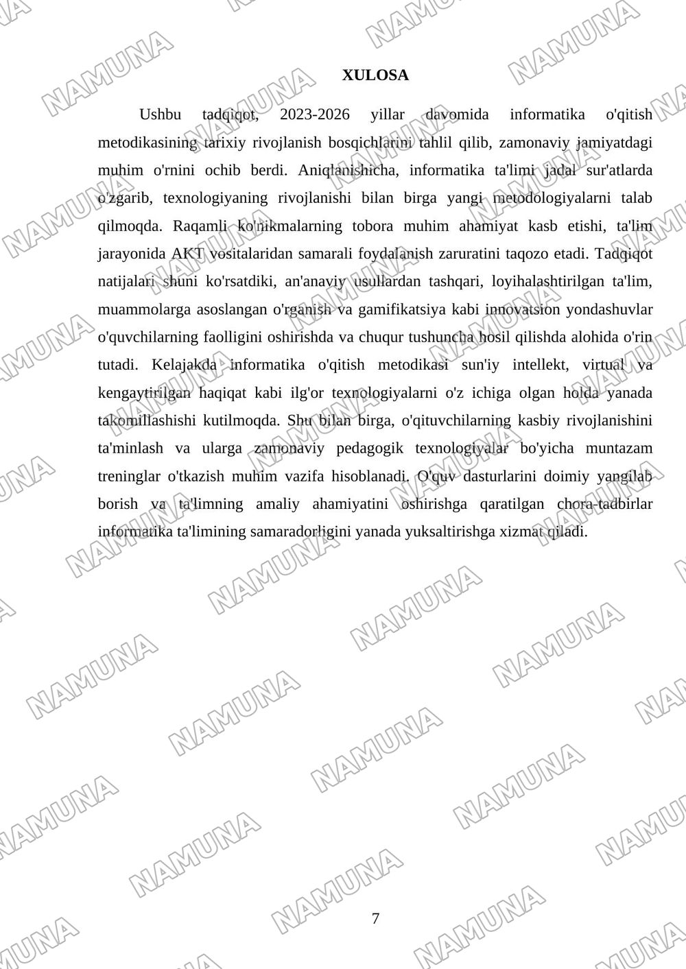 Informatika o'qitish metodikasining rivojlanish bosqichlari va zamonaviy jamiyatdagi o'rni — referat, 7-varaq