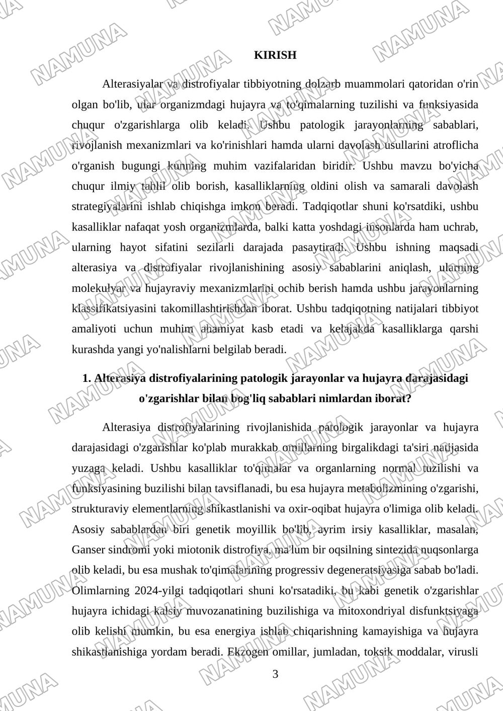 Alterasiya Distrofiyalar sabablari rivojlanish mexanizimi turlari — mustaqil ish, 3-varaq