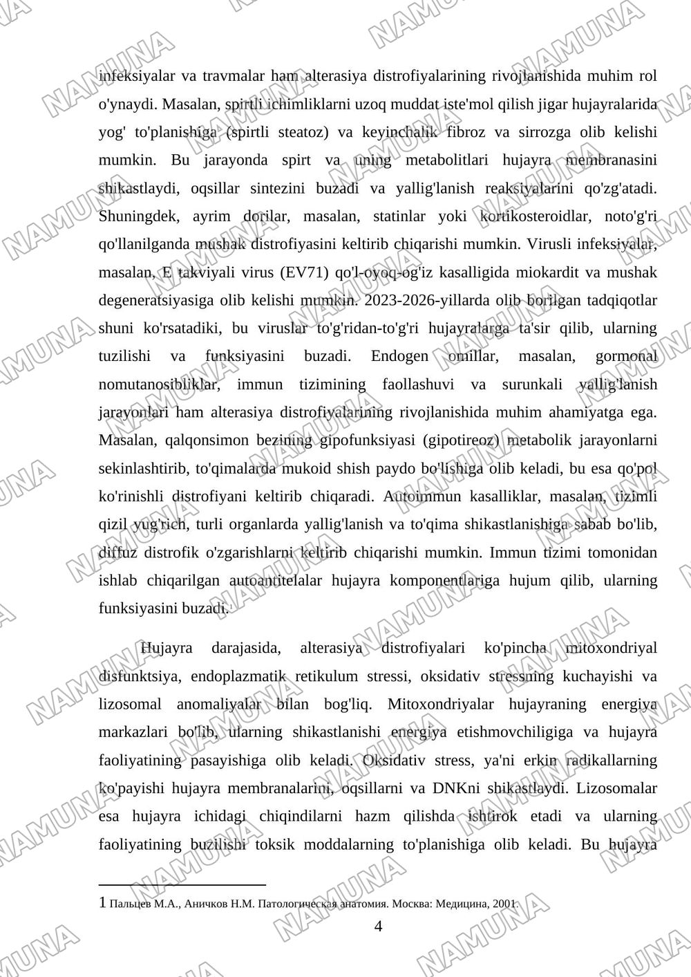 Alterasiya Distrofiyalar sabablari rivojlanish mexanizimi turlari — mustaqil ish, 4-varaq