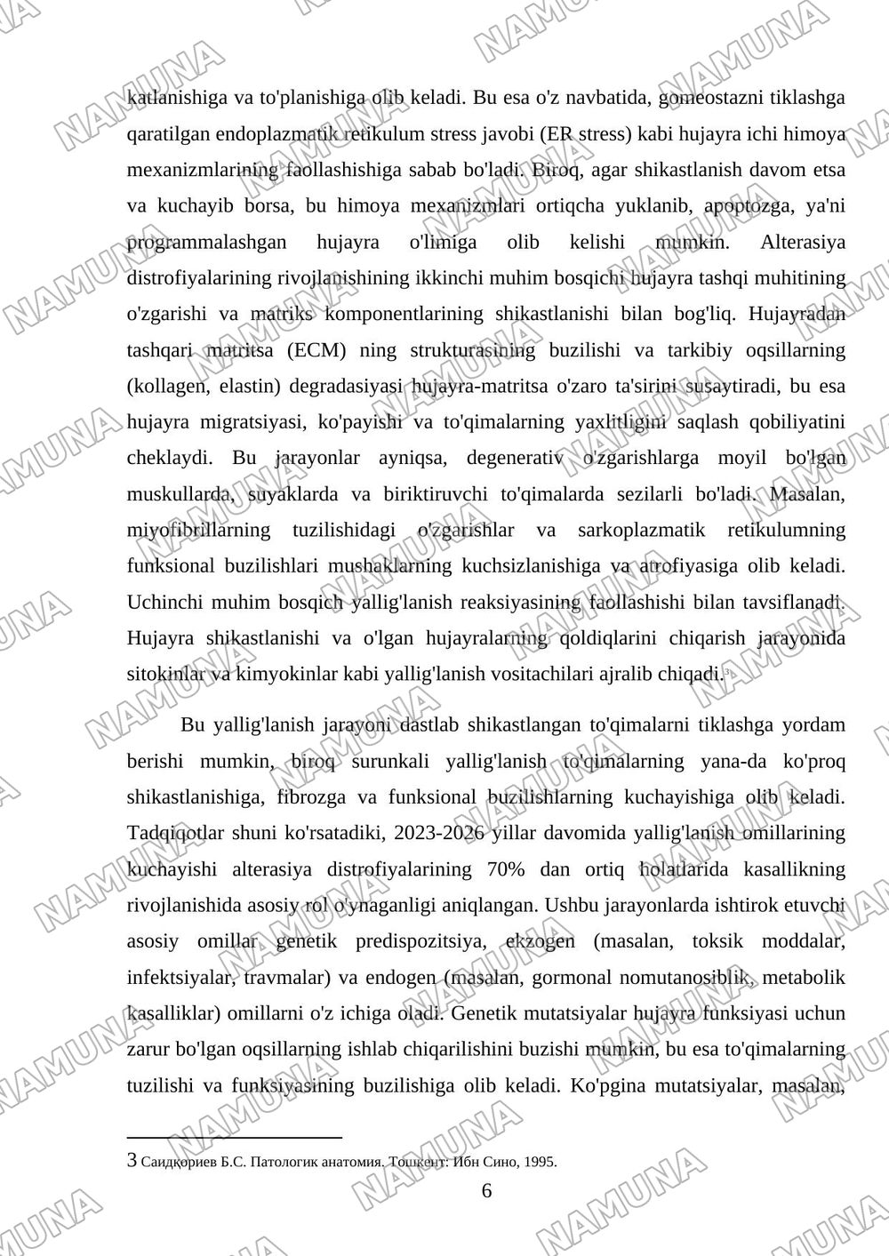 Alterasiya Distrofiyalar sabablari rivojlanish mexanizimi turlari — mustaqil ish, 6-varaq