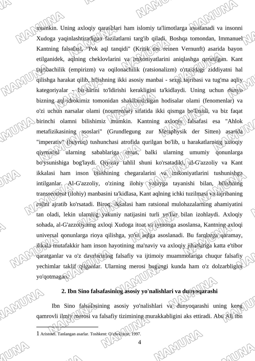 Sharq va gʻarb mutafakkirlarining falsafiy qarashlarini istalgan ikki faylasuf yoki davr misolida qiyosiy tahlil qilish (Kamida 15 betdan iborat power point dasturida taqdimot yoki boshqa vizual shakl — mustaqil ish, 4-varaq
