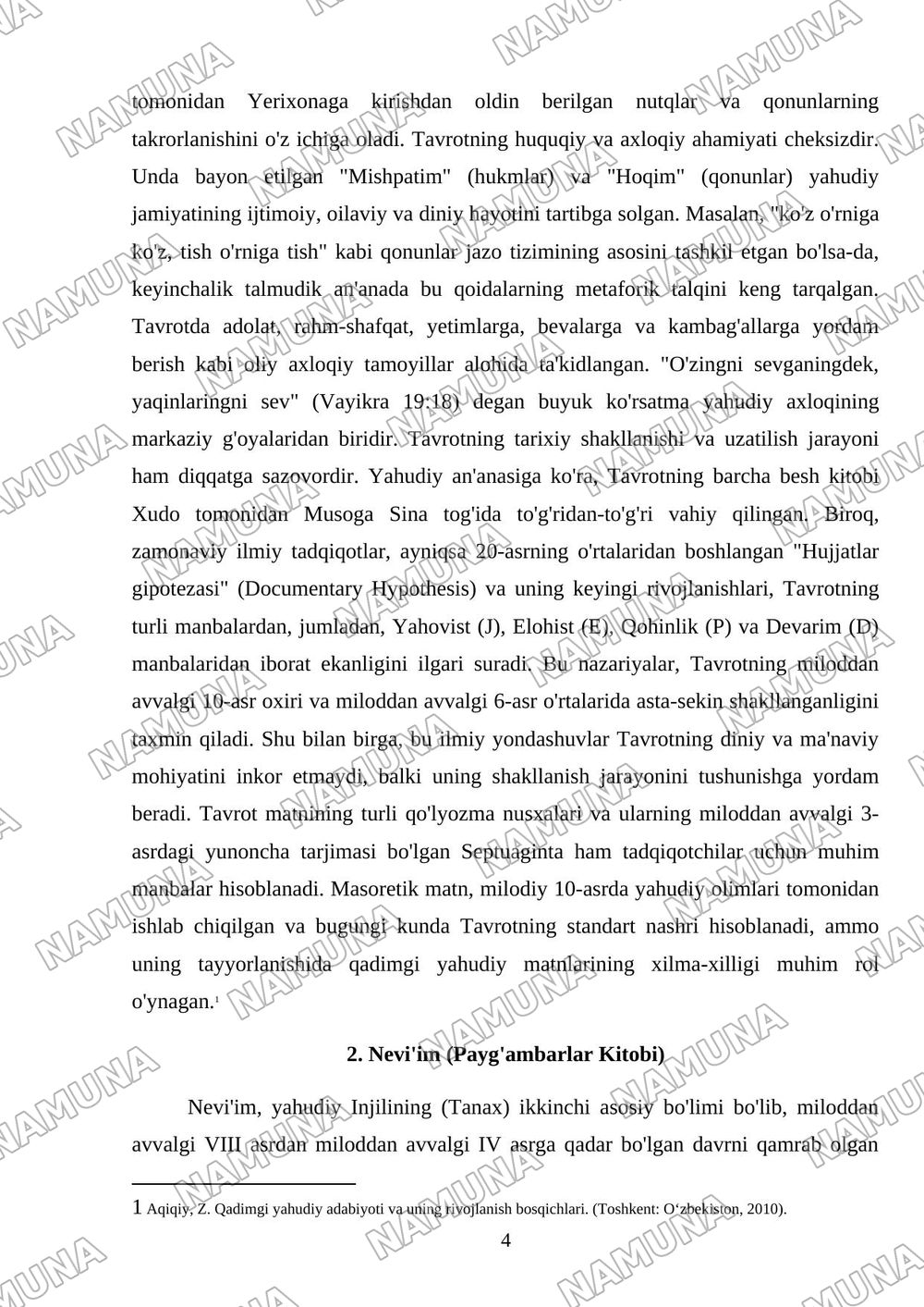 Yahudiylik muqaddas manbalari — mustaqil ish, 4-varaq