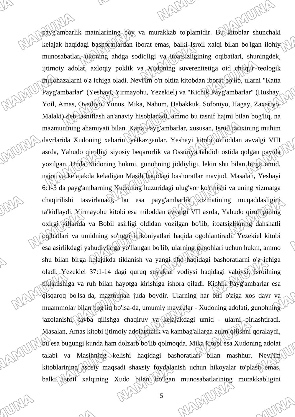 Yahudiylik muqaddas manbalari — mustaqil ish, 5-varaq
