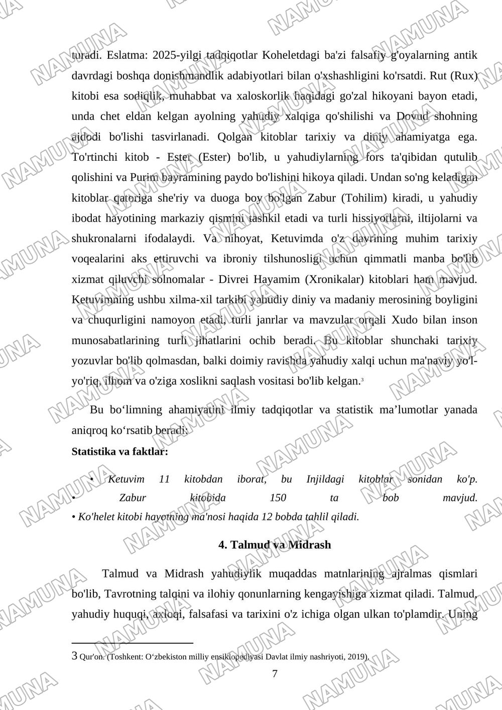 Yahudiylik muqaddas manbalari — mustaqil ish, 7-varaq