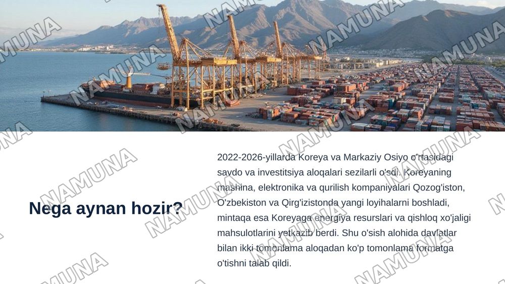 Birinchi "Markaziy Osiyo va Koreya sammiti, Seul, 16-sentabr 2026. — zamonaviy taqdimot, 3-slayd