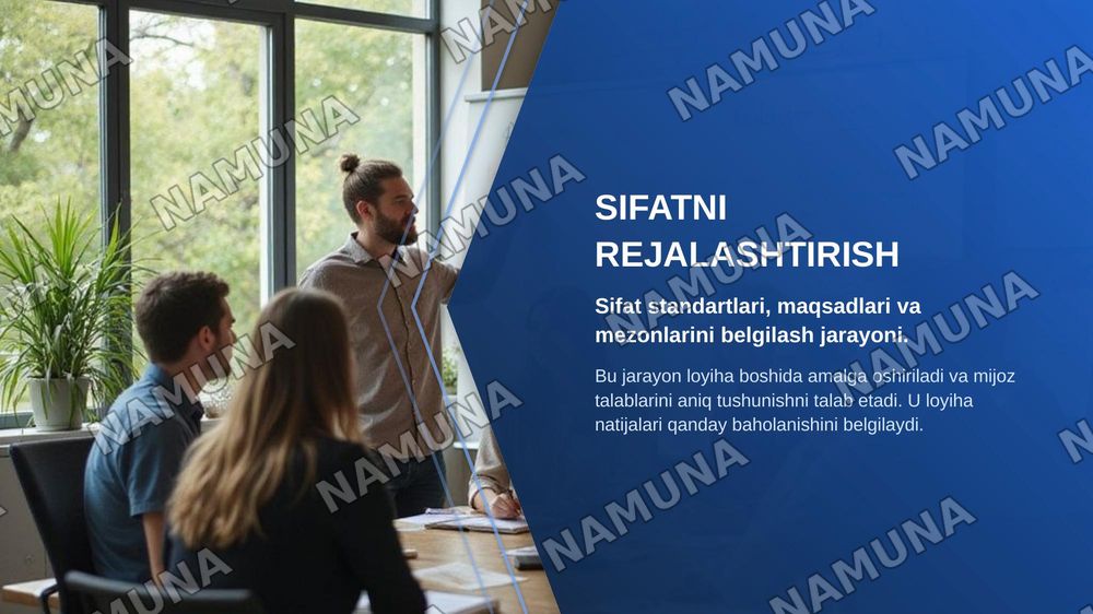3.Loyihani boshqarishda sifatini boshqarishining asosiy tushunchalari va toifalari — zamonaviy taqdimot, 7-slayd
