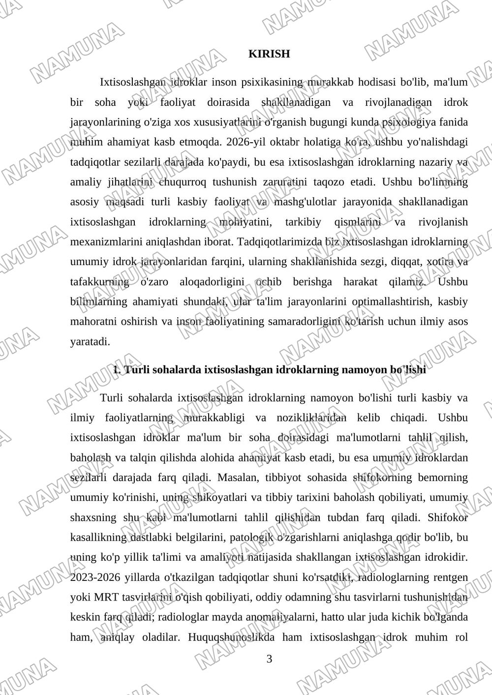 Ixtisoslashgan idroklar tavsifi — mustaqil ish, 3-varaq