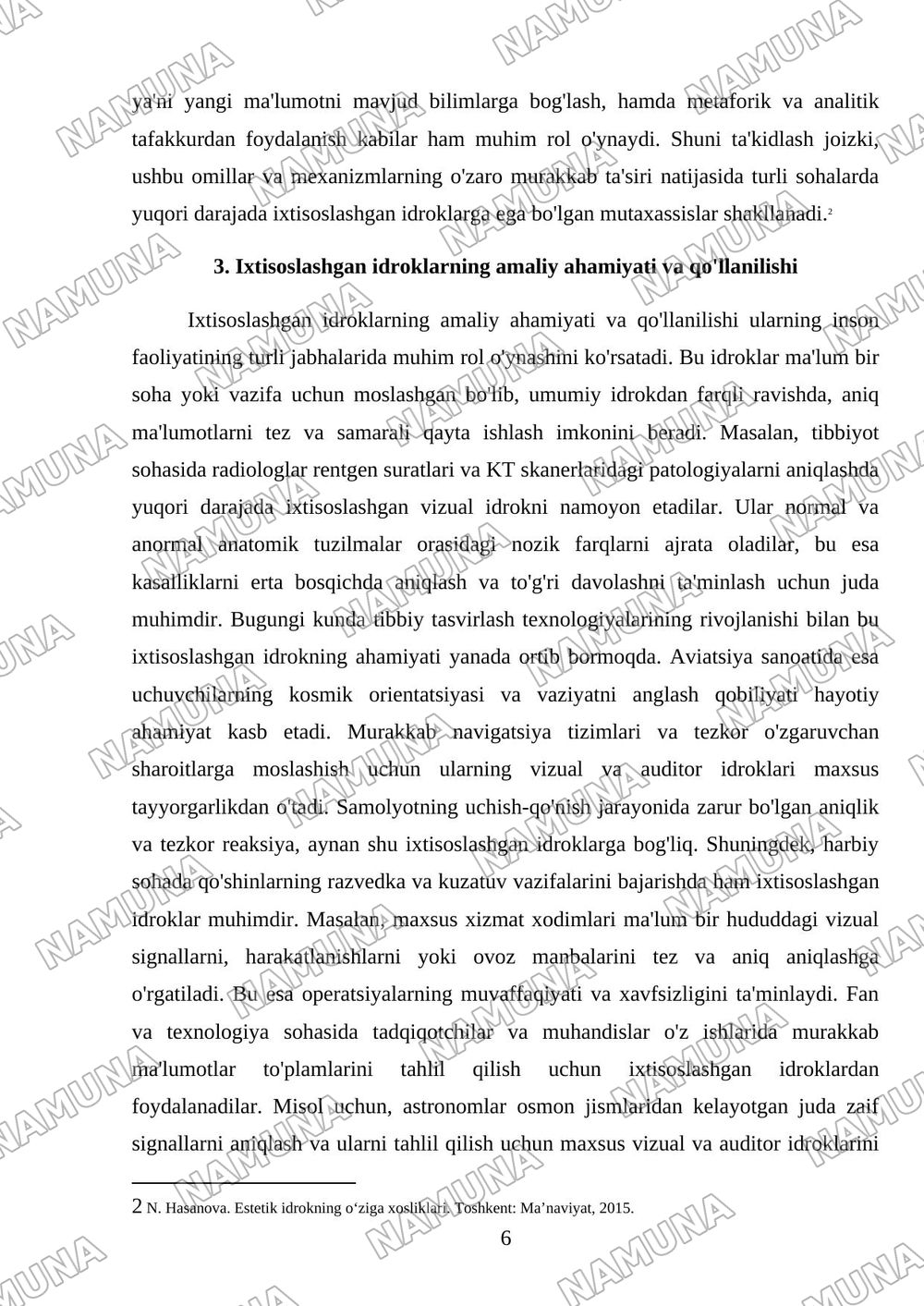 Ixtisoslashgan idroklar tavsifi — mustaqil ish, 6-varaq