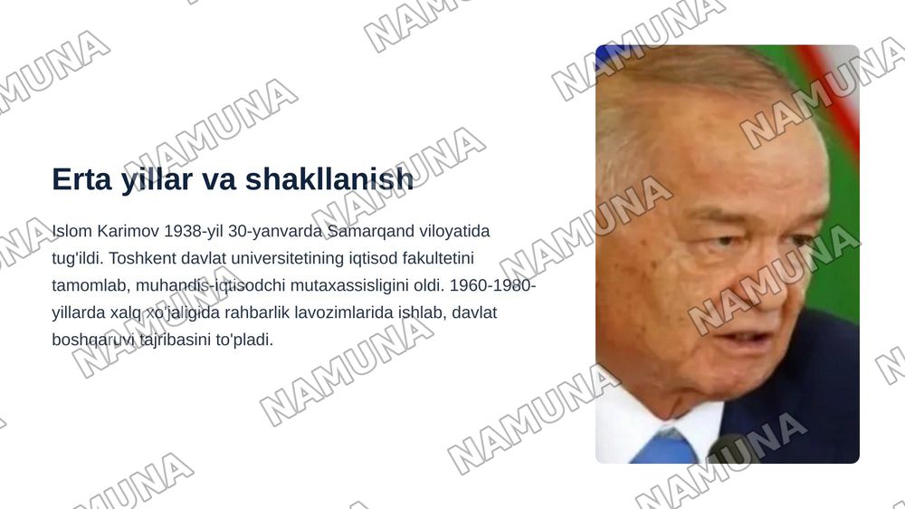 Islom Karimov hayoti va ijodi — zamonaviy taqdimot, 3-slayd