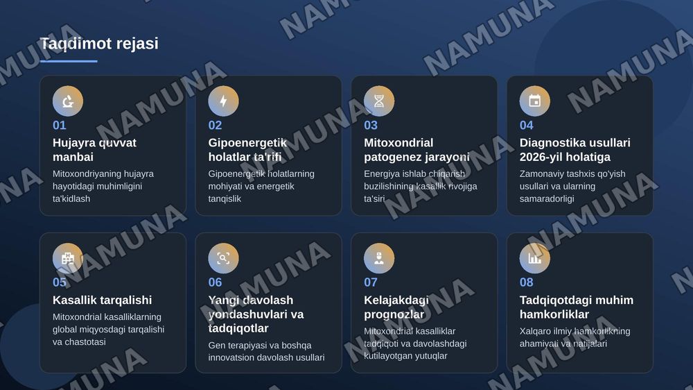 Mitoxondrial kasalliklar va gipoenergetik holatlar — zamonaviy taqdimot, 2-slayd