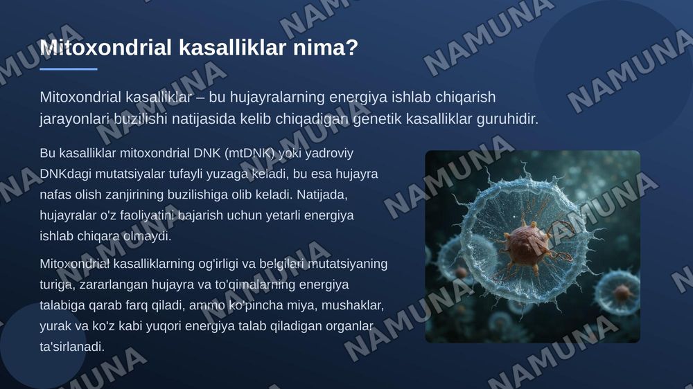 Mitoxondrial kasalliklar va gipoenergetik holatlar — zamonaviy taqdimot, 4-slayd